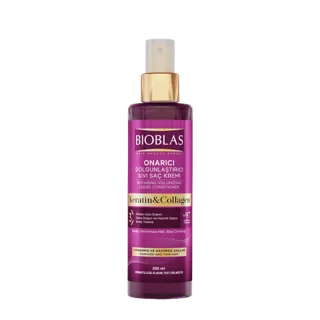اسپری دوفاز ضد ریزش بیوبلاس مدل Keratin & Collagen حجم 200 میلیلیتر