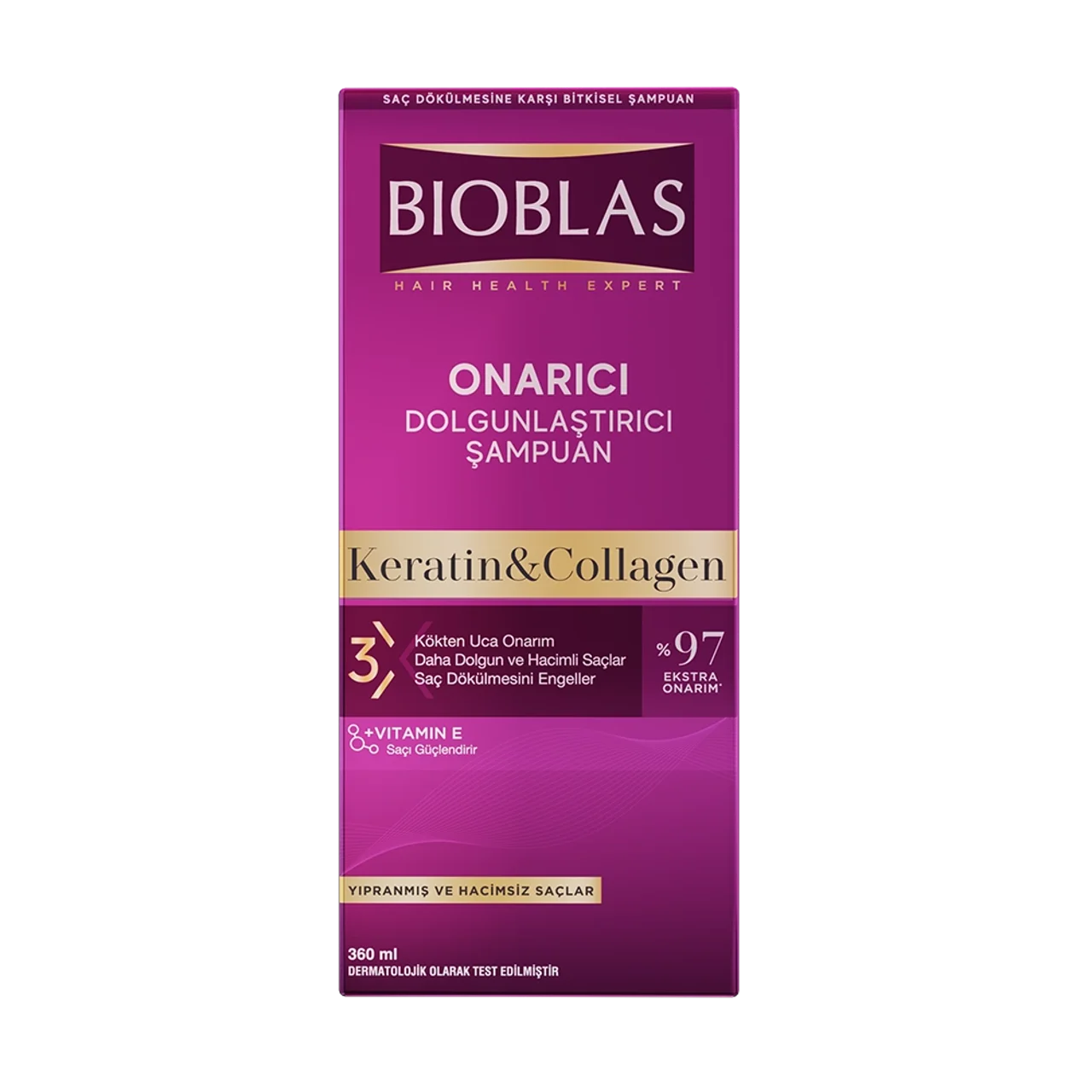 شامپو ضد ریزش مو بیوبلاس مدل Collagen + Keratin حجم 360 میلیلیتر