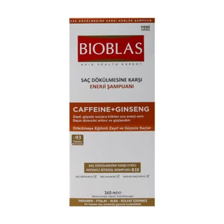 شامپو ضد ریزش مو بیوبلاس مدل Caffeine + Ginseng حجم 360 میلی‌لیتر