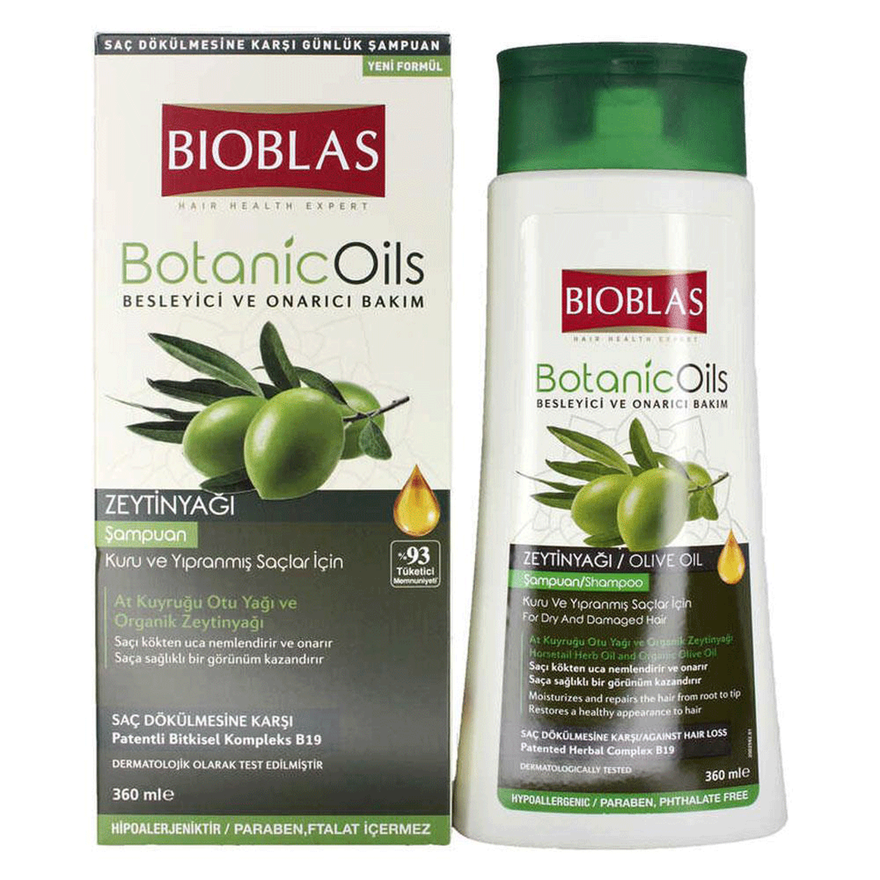 شامپو ضد ریزش مو بیوبلاس مدل Botanic Oils Olive Oil (روغن زیتون) حجم ۳۶۰ میلی‌لیتر