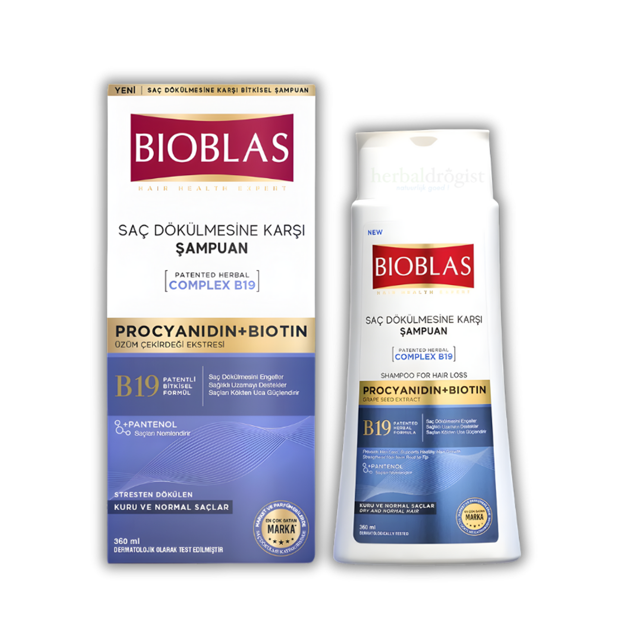 شامپو ضد ریزش مو بیوبلاس مدل PROCYANIDIN+BIOTIN حجم 360 میلی لیتر