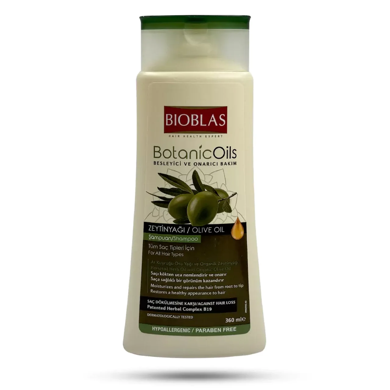 شامپو ضد ریزش مو بیوبلاس مدل Botanic Oils Olive Oil (روغن زیتون) حجم ۳۶۰ میلی‌لیتر