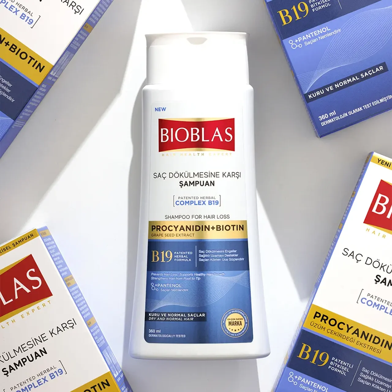 شامپو ضد ریزش مو بیوبلاس مدل PROCYANIDIN+BIOTIN حجم 360 میلی لیتر